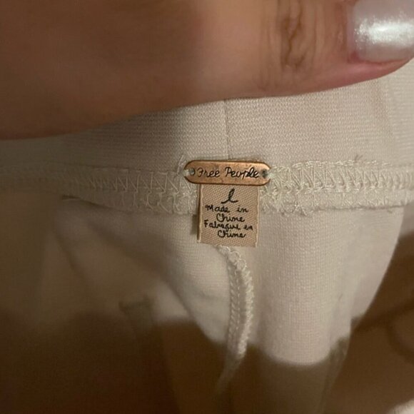 Free People Cream Moto Leggings size L - Picture 6 of 7